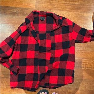 H&M Men's Red and Black Plaid Shirt